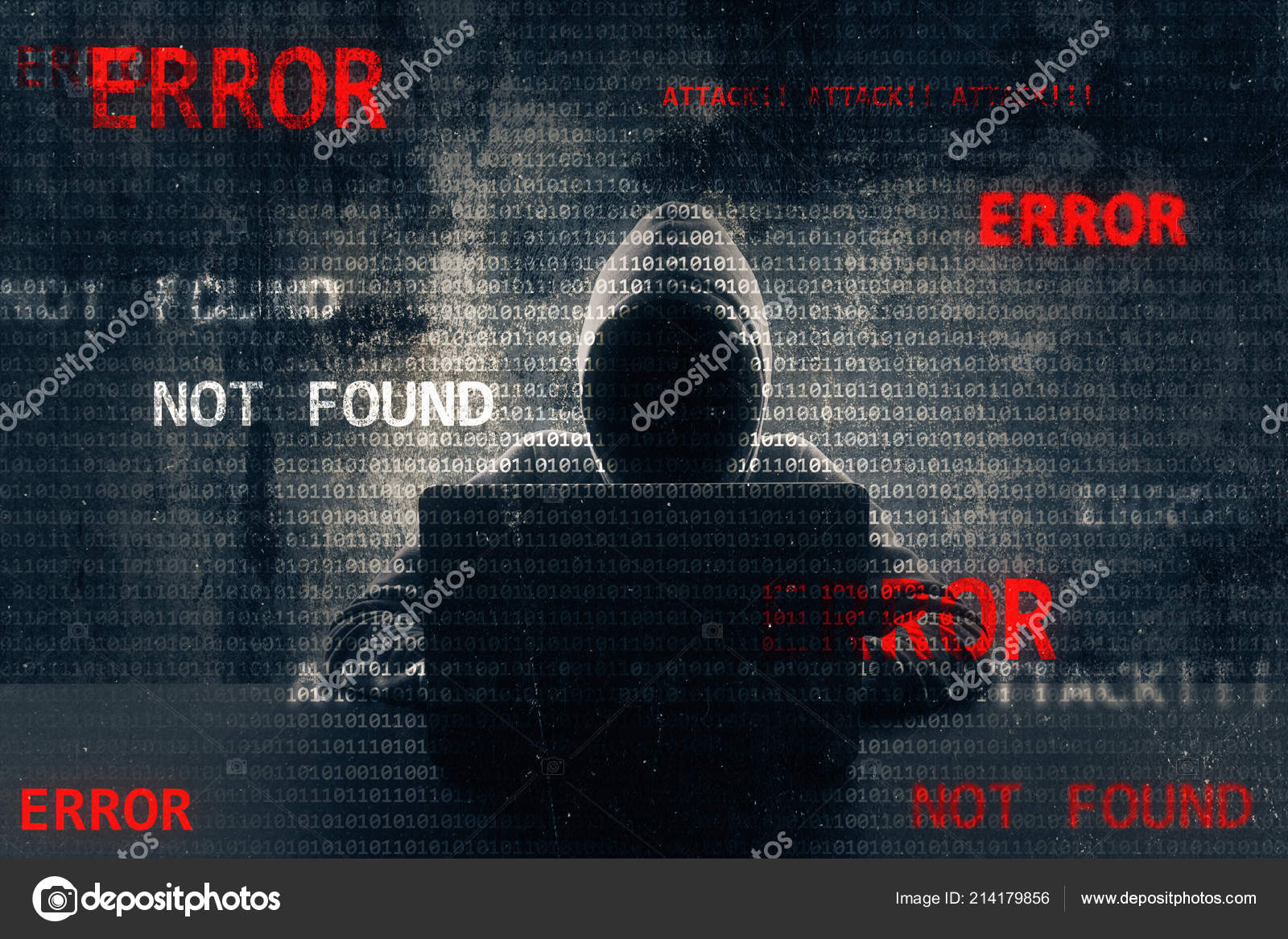 Hacker Using Laptop Abstract Binary Code Error Background Hacking Malware Stock Photo Image By C Peshkov