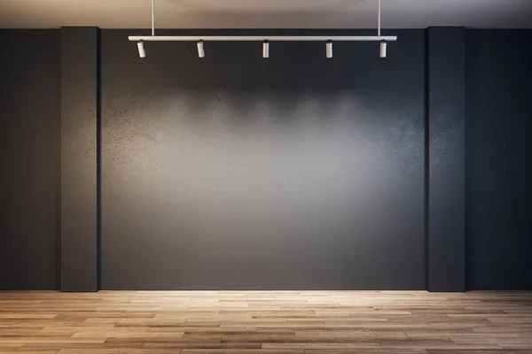 Galerie Met Hedendaagse Interieur Met Verlichte Lege Muur Mock Rendering — Stockfoto