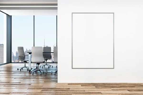 Contemporary Office Interior Copy Space Wall City View Furniture Mock — Stock Photo, Image