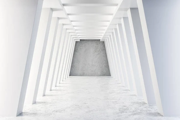 Interior Del Túnel Hormigón Blanco Diseño Futurista Concepto Alojamiento Renderizado — Foto de Stock