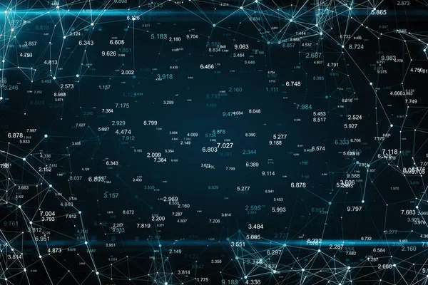 Kreativ Glühender Ziffernhintergrund Mit Polygonaler Verbindung Computer Und Cyberspace Konzept — Stockfoto