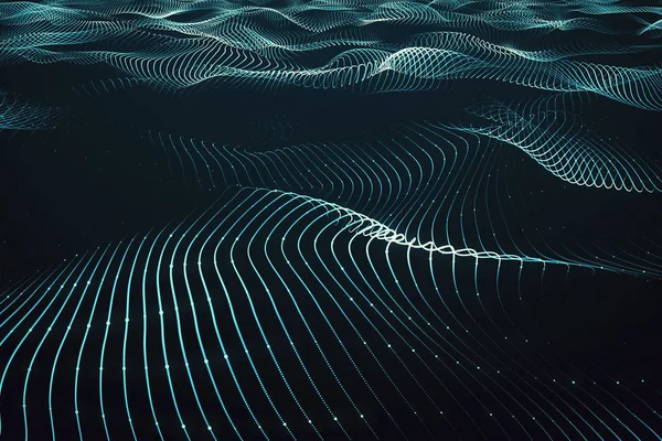Тло Творчої Цифрової Хвилі Технологія Концепція Ландшафту Рендерингу — стокове фото