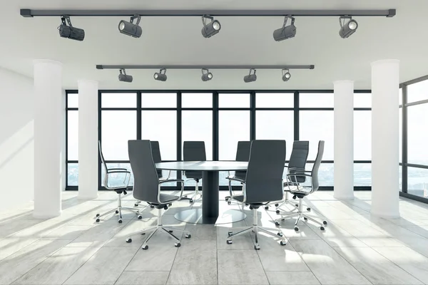 Clean Meeting Room Interior Furniture City View Daylight Rendering — Stock Photo, Image