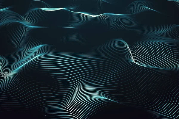 Creative digital wave wallpaper. Technology and landscape concept. 3D Rendering