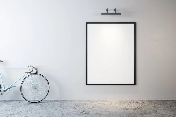 Interior Moderno Com Bicicleta Moldura Vazia Parede Conceito Design Hipster — Fotografia de Stock