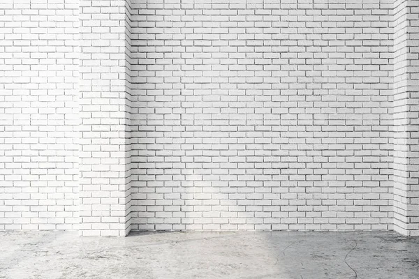 White Interior Empty Brick Wall Sunlight Mock Rendering — Stock Photo, Image