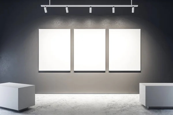 Innenraum Der Neuen Ausstellungshalle Mit Kopierraum Leere Plakatwand Der Wand — Stockfoto