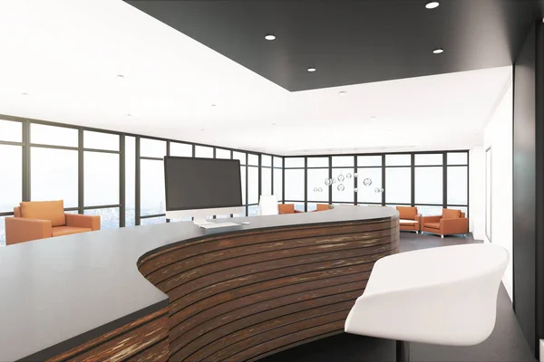 Office Lobby Interior Reception Desk Entrance Concept Rendering — Stock Photo, Image