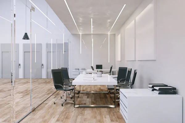 Interior Oficina Con Muebles Luz Natural Renderizado —  Fotos de Stock