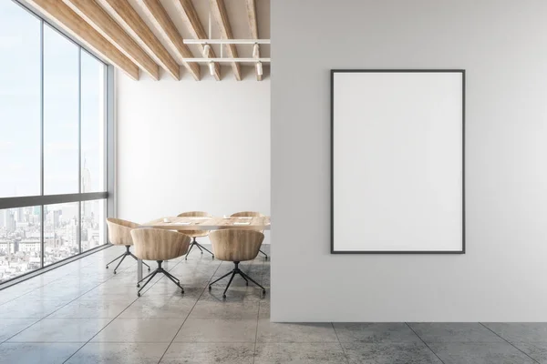 Modern Office Empty Poster Wall City View Mock Rendering — Stock Photo, Image
