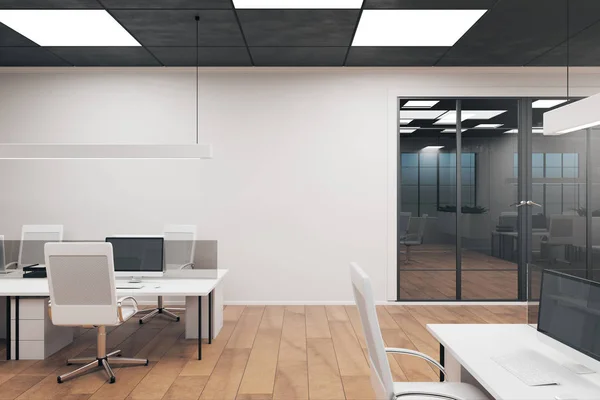 Coworking Office Inredning Med Möbler Arbetsplatsen Stil Och Design Koncept — Stockfoto