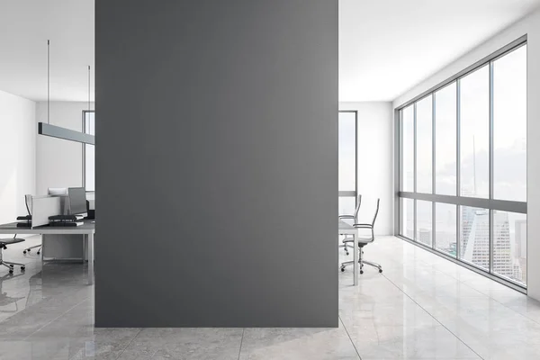 Interior Oficina Hormigón Contemporáneo Con Espacio Copia Blanco Pared Vista — Foto de Stock