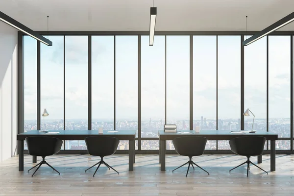 Modernes Coworking Büro Mit Panoramischem Blick Auf Die Stadt Darstellung — Stockfoto