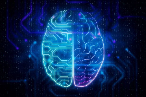 Obwody Cyfrowe Mózgu Tła Koncepcja Computing Cyberprzestrzeni Renderowania — Zdjęcie stockowe