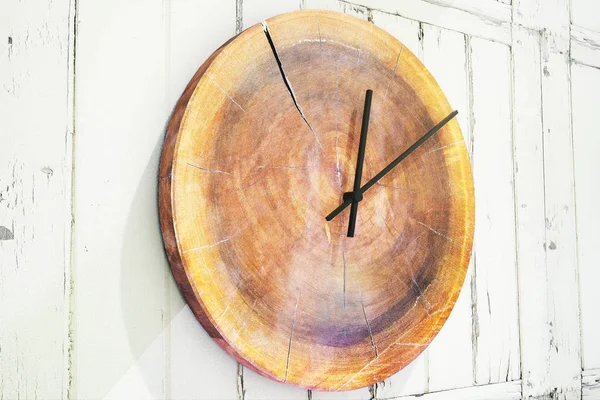 Close Designer Wooden Clock Design Concept Rendering — Stock Photo, Image