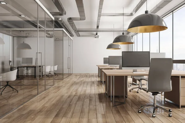 Modern Office Interior Daylight City View Rendering — Stock Photo, Image