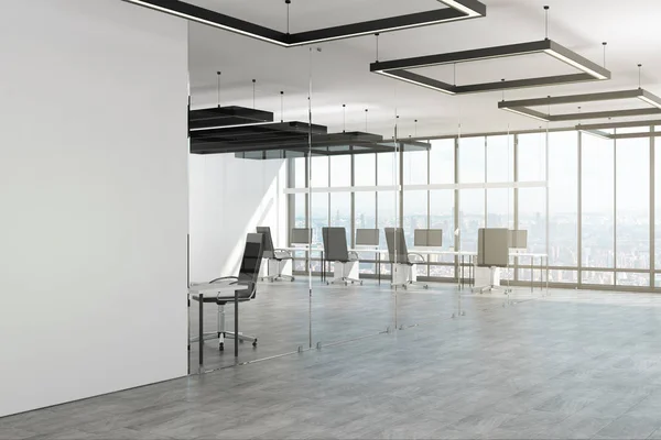Corporate Office Interior Copy Space Wall Daylight City View Mock — Stock Photo, Image