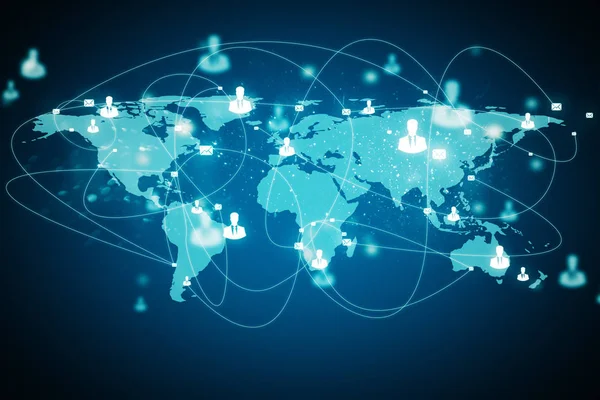 Mapa Digital Com Conexão Fundo Azul Brilhante Conceito Mundial Rede — Fotografia de Stock