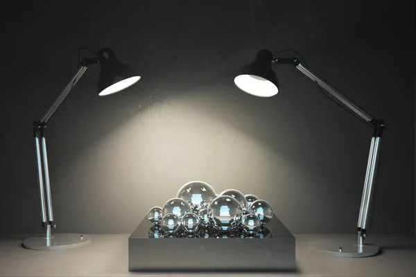 Lampe Table Moderne Illuminé Cercles Décoratifs Abstraits Concept Design Rendu — Photo