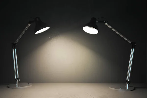 Nowoczesne Stołowe Lampy Oświetlające Przestrzeń Kopii Koncepcja Projektowania Makieta Renderowania — Zdjęcie stockowe