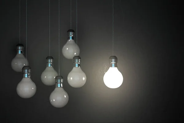 Gloeiende Lichten Betonnen Muur Achtergrond Concept Idee Innovatie Rendering — Stockfoto