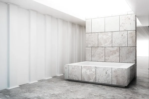 Interior Exposição Moderna Com Pedestal Concreto Vazio Conceito Galeria Preparem — Fotografia de Stock