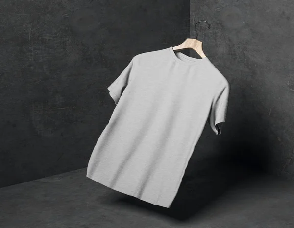 Abstrakta Svävar Grå Shirt Galge Konkreta Hörnet Med Skugga Store — Stockfoto