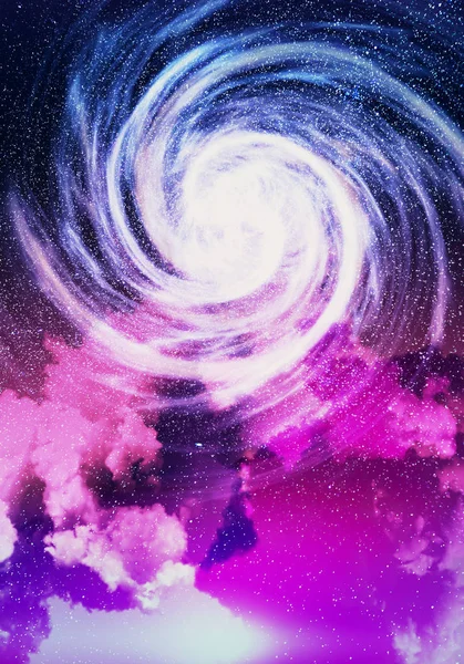 Творча Сяюча Кругла Зірка Космосі Рожевими Хмарами Рендерингу — стокове фото