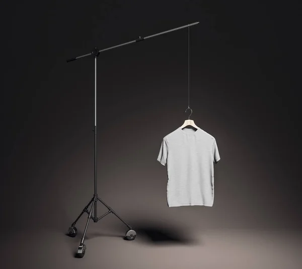 Tomma Grå Shirt Fotostudio Med Professionell Ljusutrustning Mode Design Och — Stockfoto