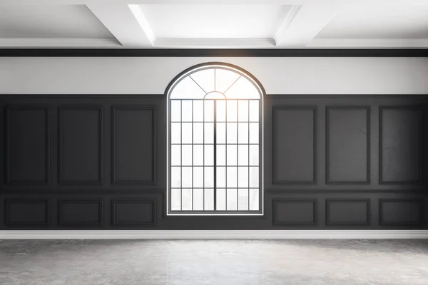 Classic Black Interior Window Daylight Rendering — Stock Photo, Image