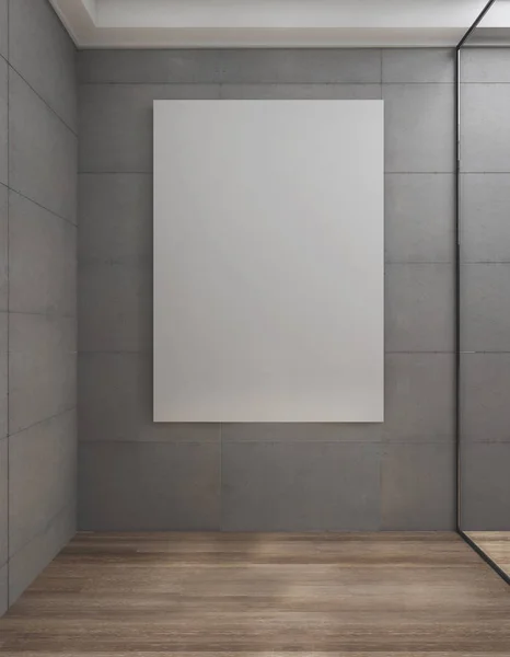 空瓷砖墙与白色海报 — 图库照片