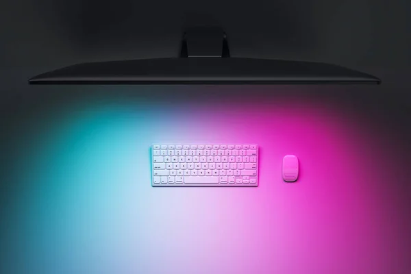 Topview of computer on gradient desktop