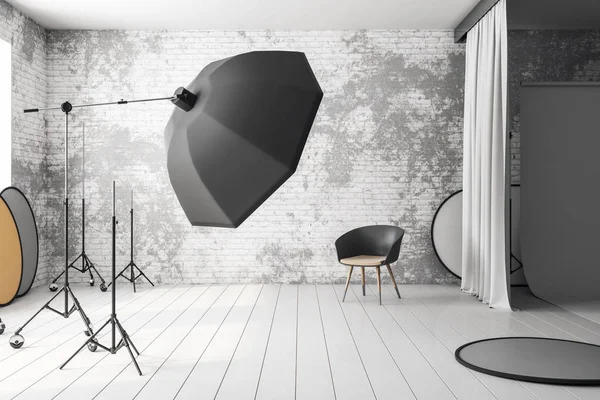 Estúdio de fotografia loft minimalista — Fotografia de Stock