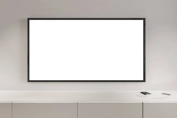 Пустой белый телевизор — стоковое фото
