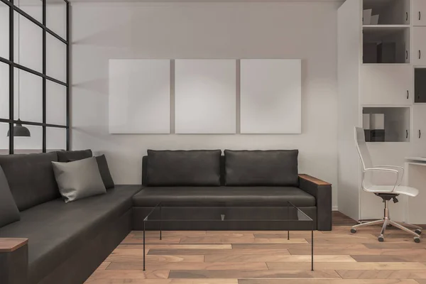 Sala de estar moderna com cartaz — Fotografia de Stock