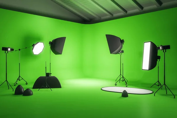 Moderne groene fotostudio — Stockfoto