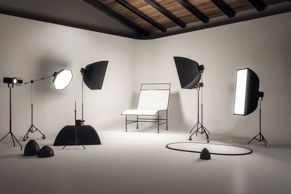 Modern concrete photo studio — Stock Photo, Image