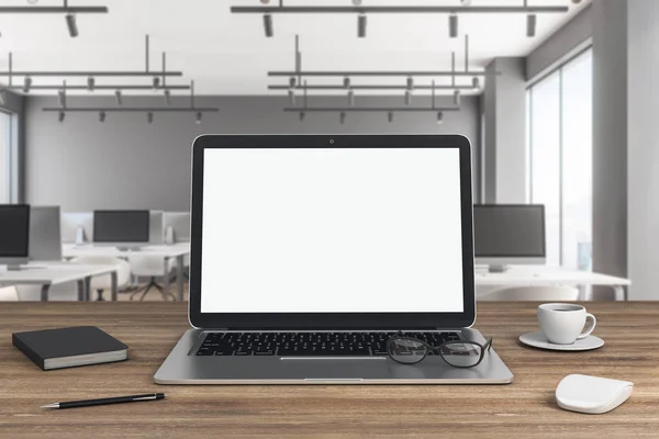 Laptop branco em branco — Fotografia de Stock