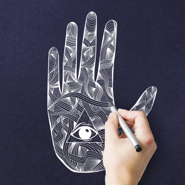 Criativa mandala azul mão fundo — Fotografia de Stock