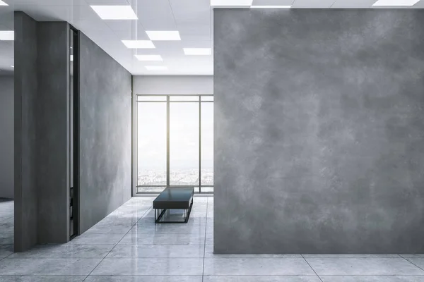 Grey exhibition hall with clean copyspace