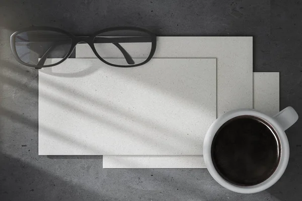 Coffee and white papers — Stock Photo, Image