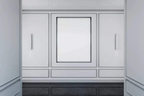 Interior blanco vacío con la cartelera — Foto de Stock