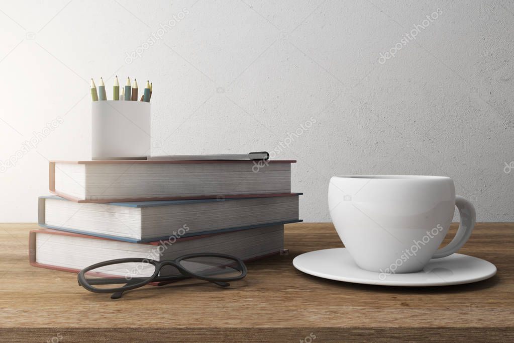 books and Coffee cup.
