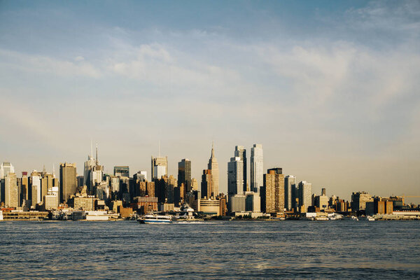 Beautiful New York waterfront city skyline. Modern tourism concept