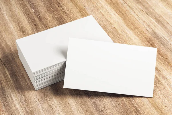 Blank white business cards on desk — Stock Photo, Image