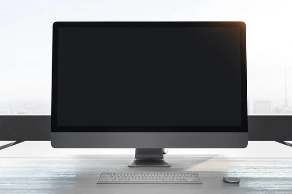 Designer desktop with empty computer