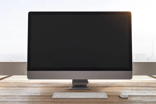 Designer-Desktop mit leerem Computer — Stockfoto