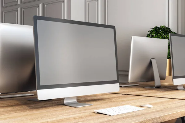 Designer desktop with empty computer