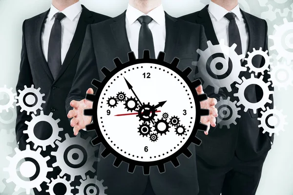 Teamwork, time management and mechanism concept — Stock Photo, Image