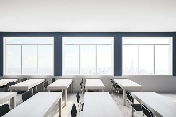 Modern blue classroom interior — Stock Photo, Image